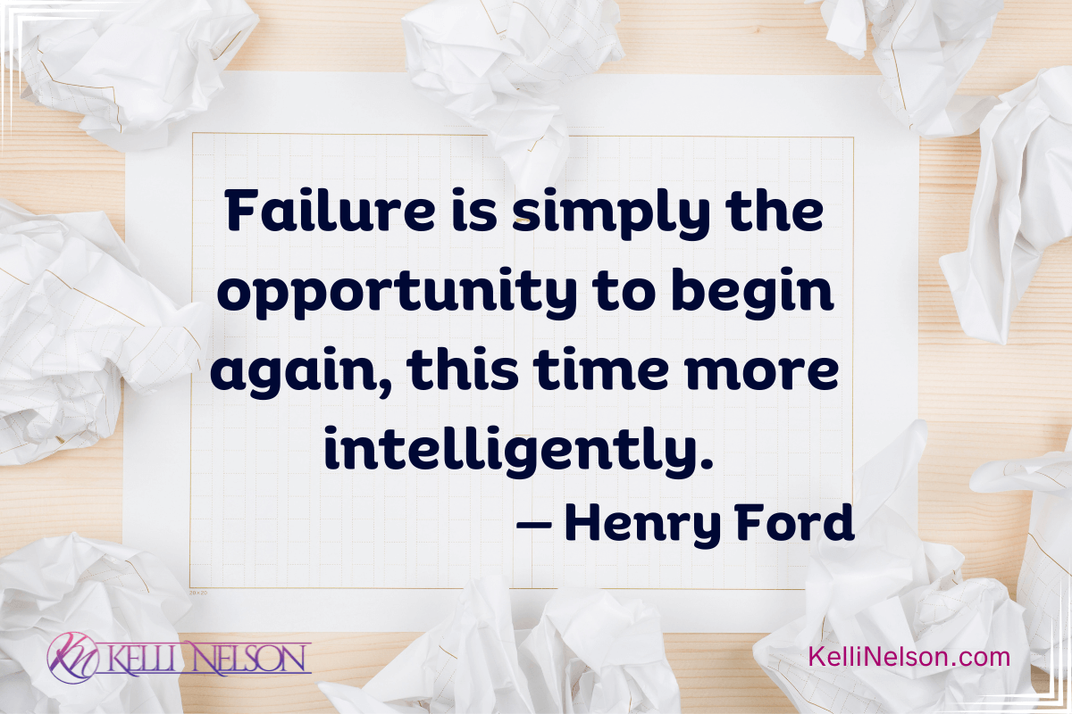 Failure or Opportunity? Image of graph paper on a desk surrounded by crumpled paper and the quote: “Failure is simply the opportunity to begin again, this time more intelligently.”
— Henry Ford